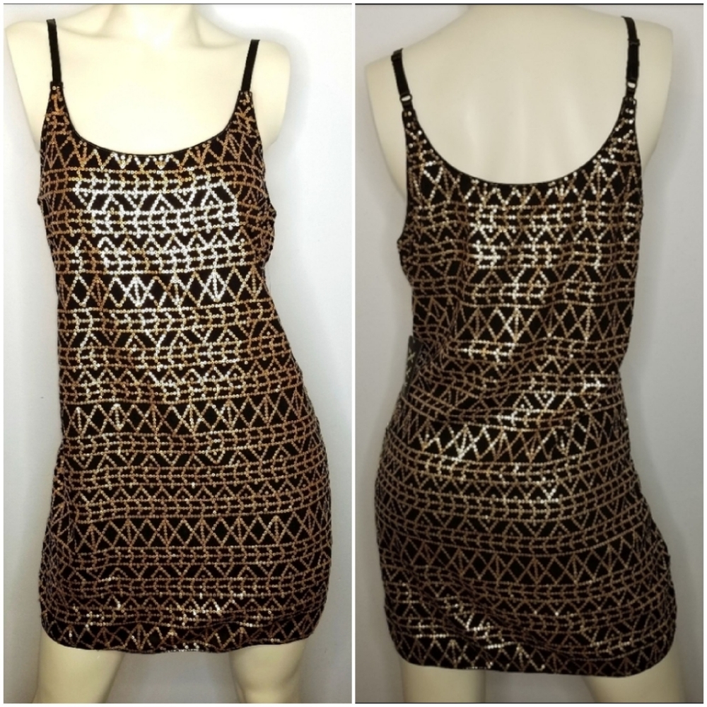 Forever 21 - Black w/ Gold Sequin Party Mini Dress
